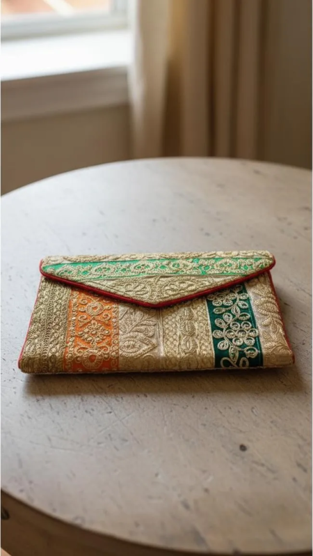 Clutch Cartera Bordada con hilos dorados Eliana - Imagen 2