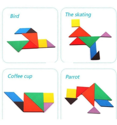 Puzzle de madera educativo infantil tangram - Imagen 3