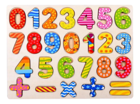 Puzzle juego de encastre de madera Numeros y signos - Imagen 2