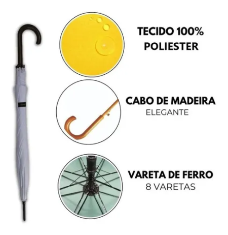 Paraguas Bastón Semiautomático Mango De Madera - Imagen 15
