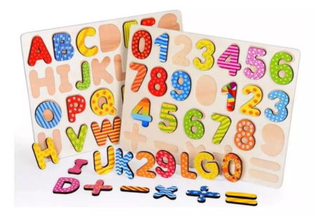 Puzzle juego de encastre de madera Numeros y signos