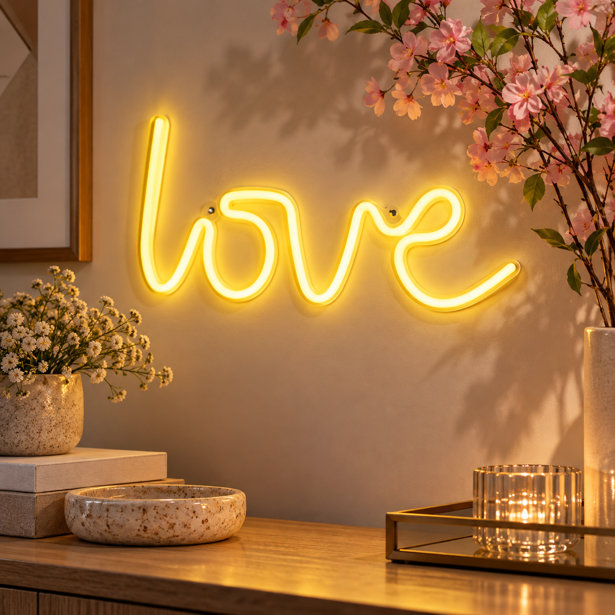 💛 LOVE · Cartel Luminoso LED · Luz Amarilla