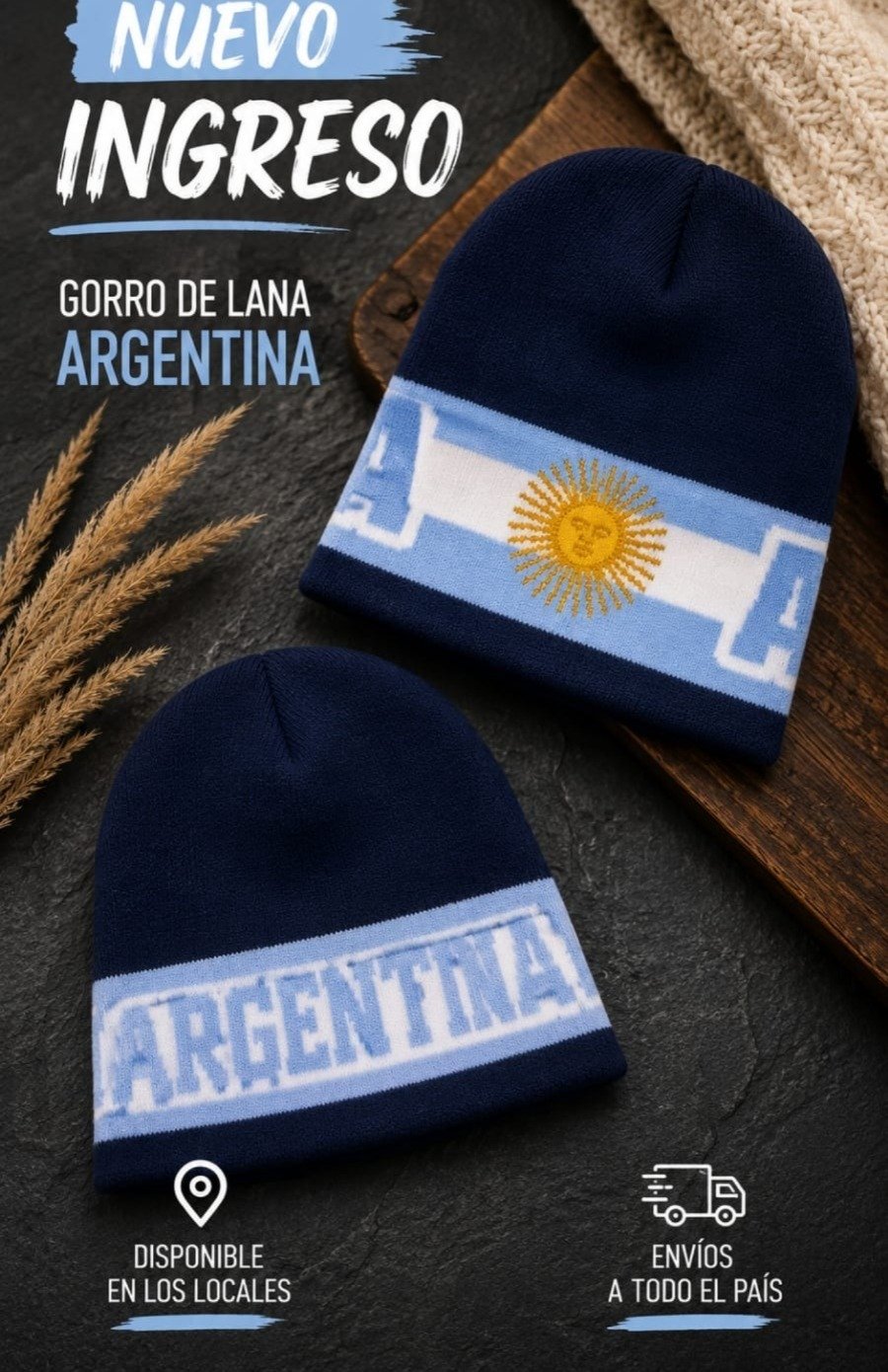 💙🤍🇦🇷 Bufanda Reversible Doble Lana Argentina