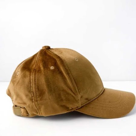 Gorra Visera Larga Glam En Terciopelo Camel - Imagen 5