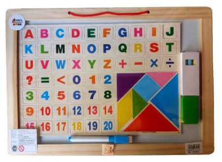 Pizarra Pizarrón Madera Abecedario Doble Letras Tiza Fibra - Imagen 2