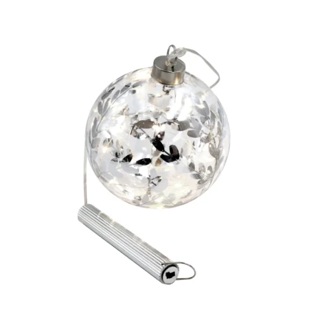 🎄 Esfera de Cristal · Hojitas de Plata & Luz - Imagen 3