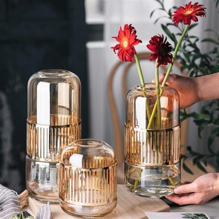 Florero Jarron Cristal y Metal Florentin