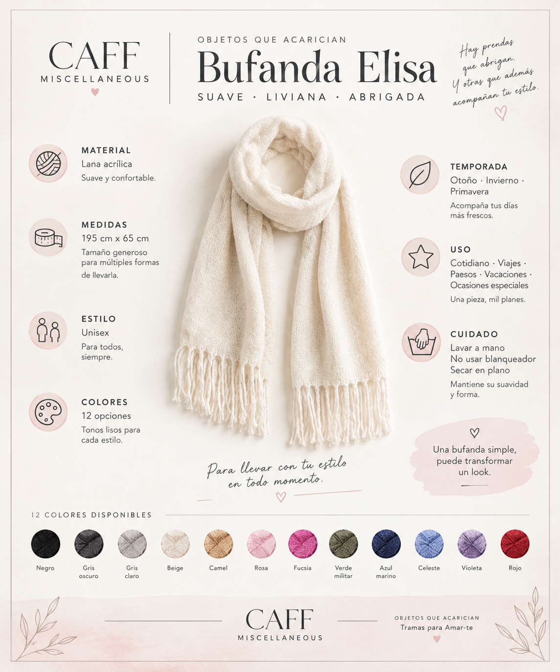 🧣 Bufanda Elisa · Grande, suave y para llevar con todo - Imagen 37