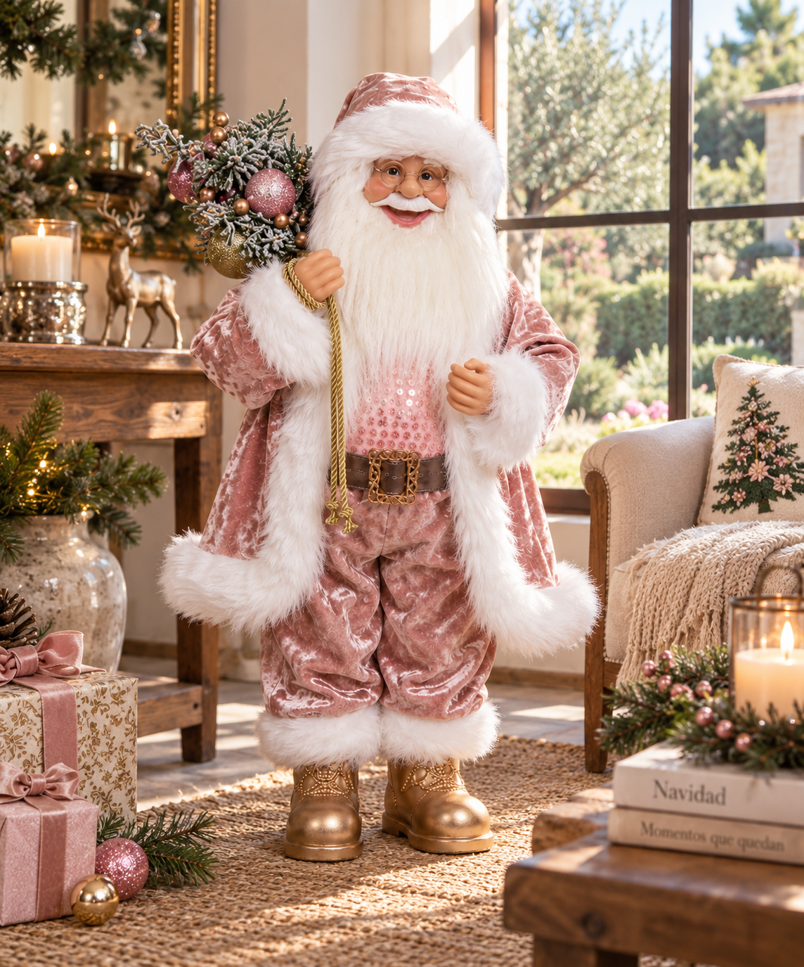 🎅✨ Papá Noel Rosa Encantado · 40 y 60 cm - Imagen 2