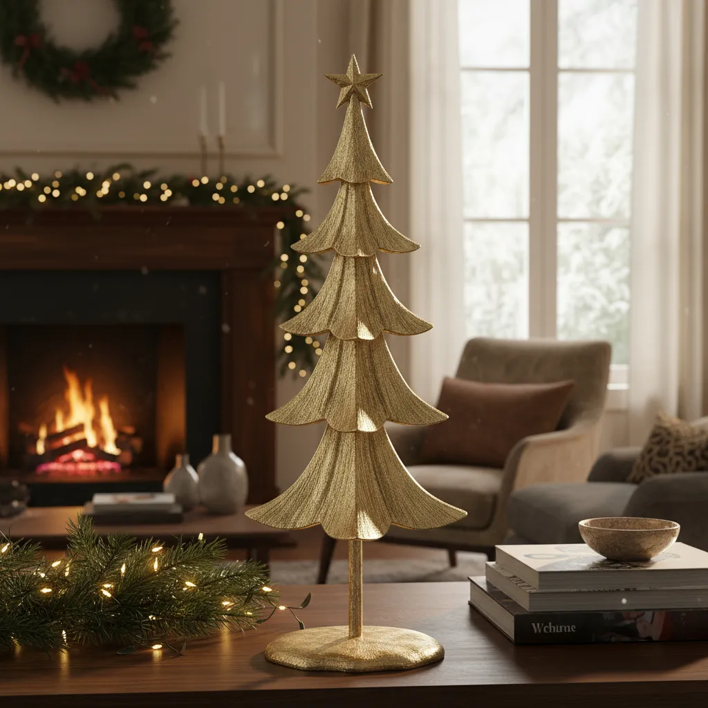 Navidad Arbol de Navidad Metal Dorado - Imagen 3