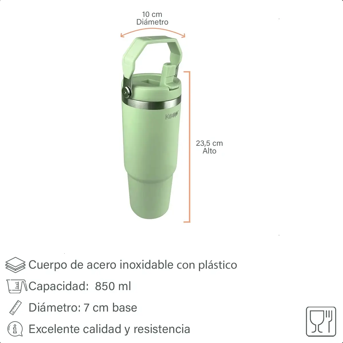 🥤 Botella Térmica Keep · 850 ml · Acero Inoxidable Para llevar lo que te gusta, adonde vaya tu día. - Imagen 4