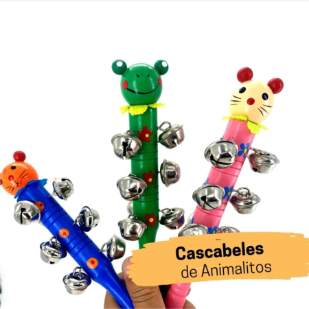 Cascabel infantil en madera carita animal - Imagen 3