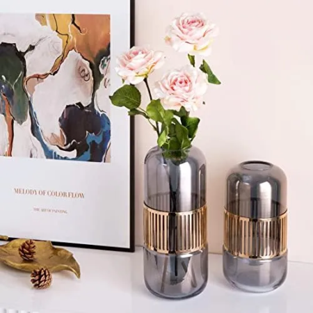 Florero Jarron Cristal y Metal Florentin - Imagen 6