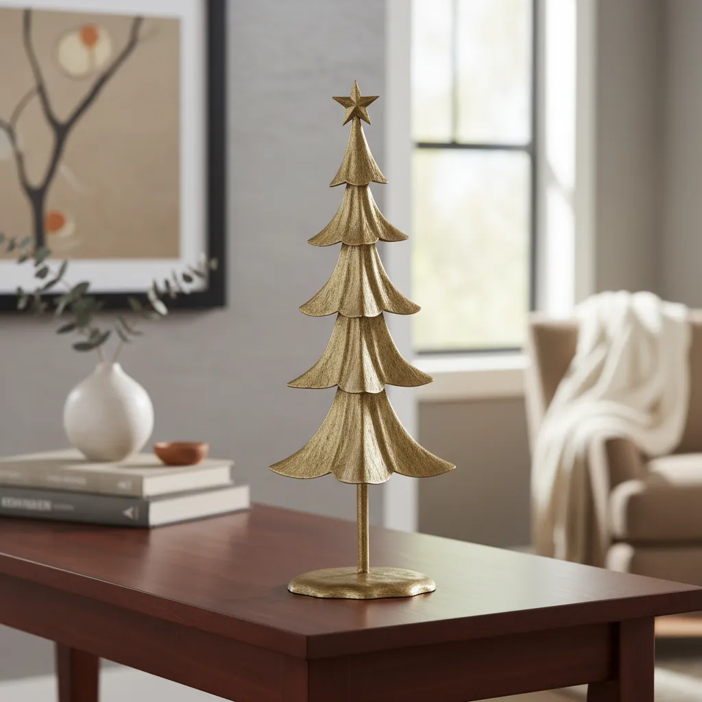 Navidad Arbol de Navidad Metal Dorado - Imagen 2