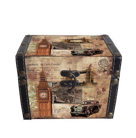 🧳 Cofre Decorativo Vintage · Ciudades & Viajes - Imagen 9