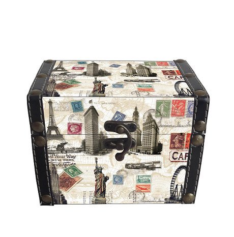 🧳 Cofre Decorativo Vintage · Ciudades & Viajes - Imagen 8
