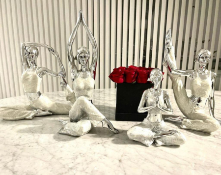 Escultura Lady Yoga Nacar Postura Anjali Mudra - Imagen 3