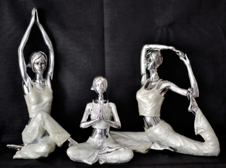Escultura Lady Yoga Nacar Postura Anjali Mudra - Imagen 11
