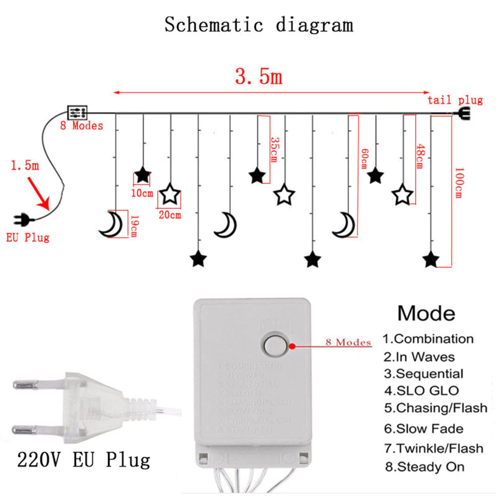 Cortina guirnalda de luces de Navidad hogar Año Nuevo decoración de la boda - Imagen 6