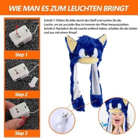 Gorro peluche Cosplay orejas moviles Sonic - Imagen 8