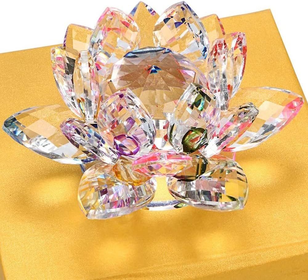 Loto de cristal transparente, flor de cristal brillante con caja de regalo - Imagen 30