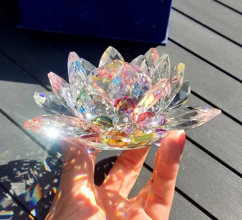Loto de cristal transparente, flor de cristal brillante con caja de regalo - Imagen 31