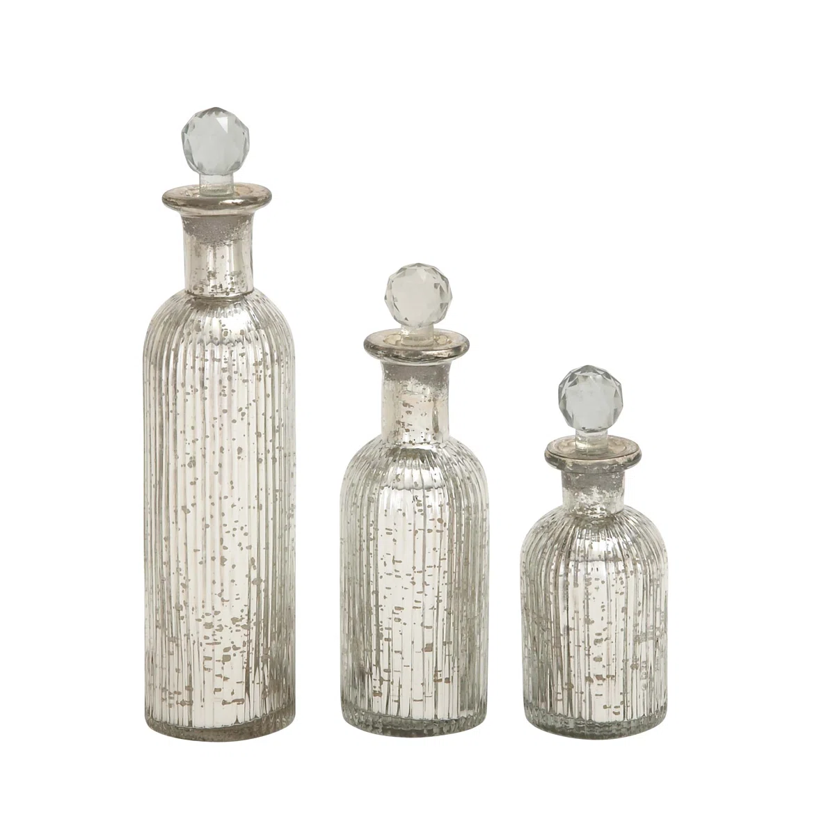 Botella fina de cristal decorativa decorativa de plata con conjunto de tapas de cristal - Imagen 2