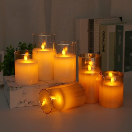 Vela vaso de vidrio Nacarado Ambar - Imagen 6
