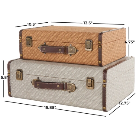Set x 2 Baúles decorativo de madera multicolor con tachuelas vintage - Imagen 12