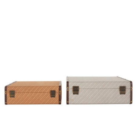 Set x 2 Baúles decorativo de madera multicolor con tachuelas vintage - Imagen 11