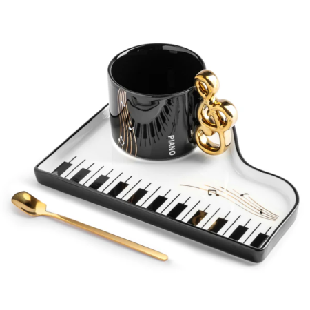 Juego de taza Mug con asa clave de sol y bandejita piano - Imagen 6