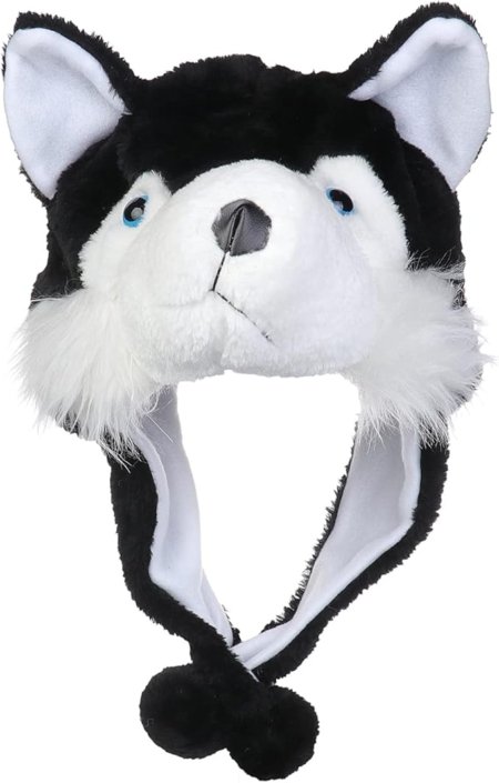 Gorro peluche Animal con orejas pompones en los extremos Husky