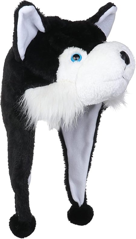 Gorro peluche Animal con orejas pompones en los extremos Husky - Imagen 2