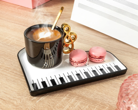 Juego de taza Mug con asa clave de sol y bandejita piano - Imagen 7