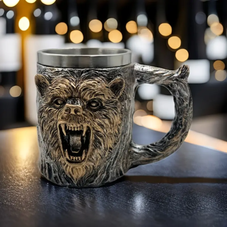 Jarro Mug Acero Cabeza de Oso