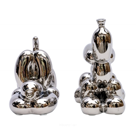 Escultura Perro Caniche Ballon Jugueton Silver Espejado - Imagen 4