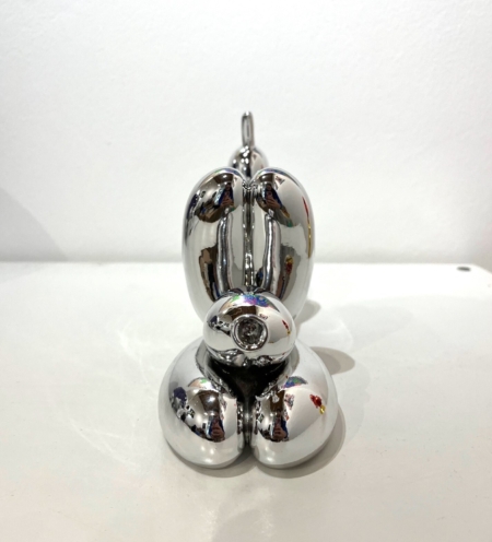 Escultura Perro Caniche Ballon Jugueton Silver Espejado - Imagen 5