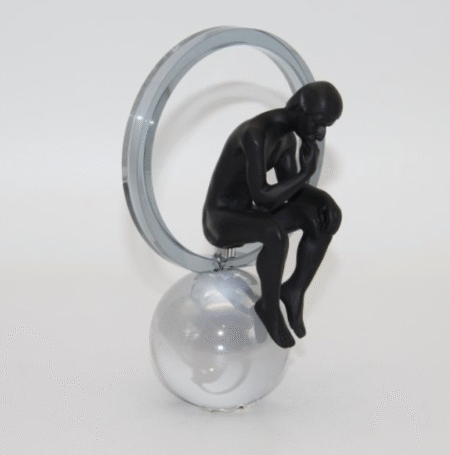 Escultura Cristal El Pensador en circulo