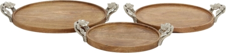 Set de Bandeja de madera de mango con asas de metal