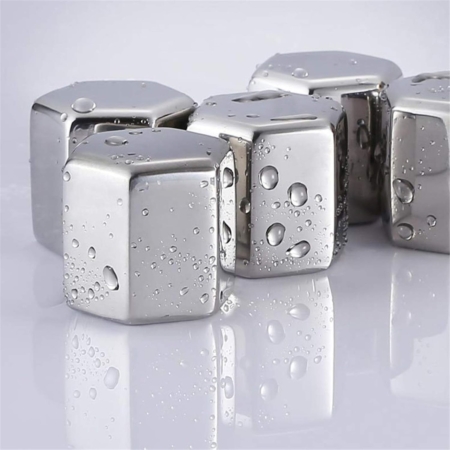 Regalo para papá - 4 Cubitos de hielo Hexagonales de acero inoxidable para whisky y pinza - Imagen 6