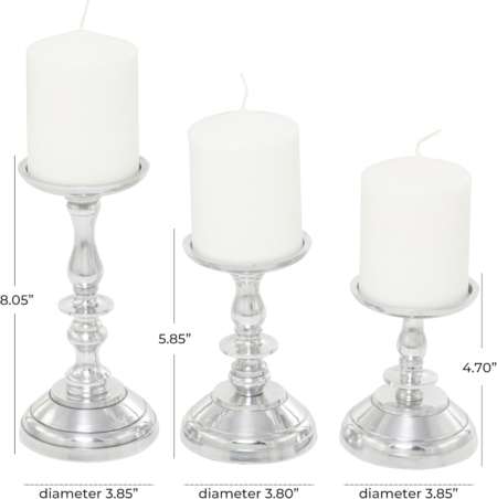 Set x 3 Candelabros Portavela pilar de aluminio - Imagen 6