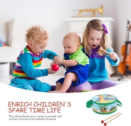 Tambor de madera Infantil con 2 Baquetas y correa - Imagen 14