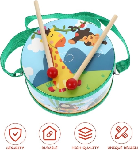 Tambor de madera Infantil con 2 Baquetas y correa - Imagen 9