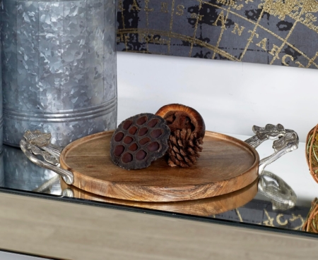 Set de Bandeja de madera de mango con asas de metal - Imagen 5
