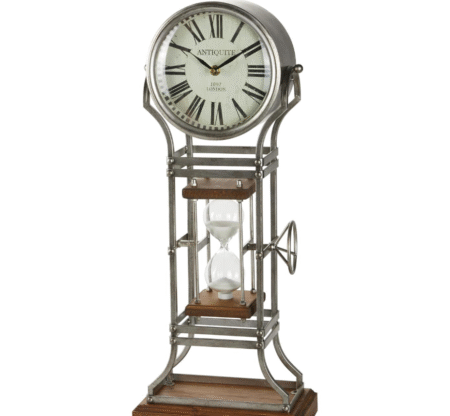 Reloj de mesa Vintage Duette Reloj De Arena Y Reloj Analogico Madera Y Metal - Imagen 7