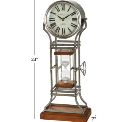 Reloj de mesa Vintage Duette Reloj De Arena Y Reloj Analogico Madera Y Metal - Imagen 10