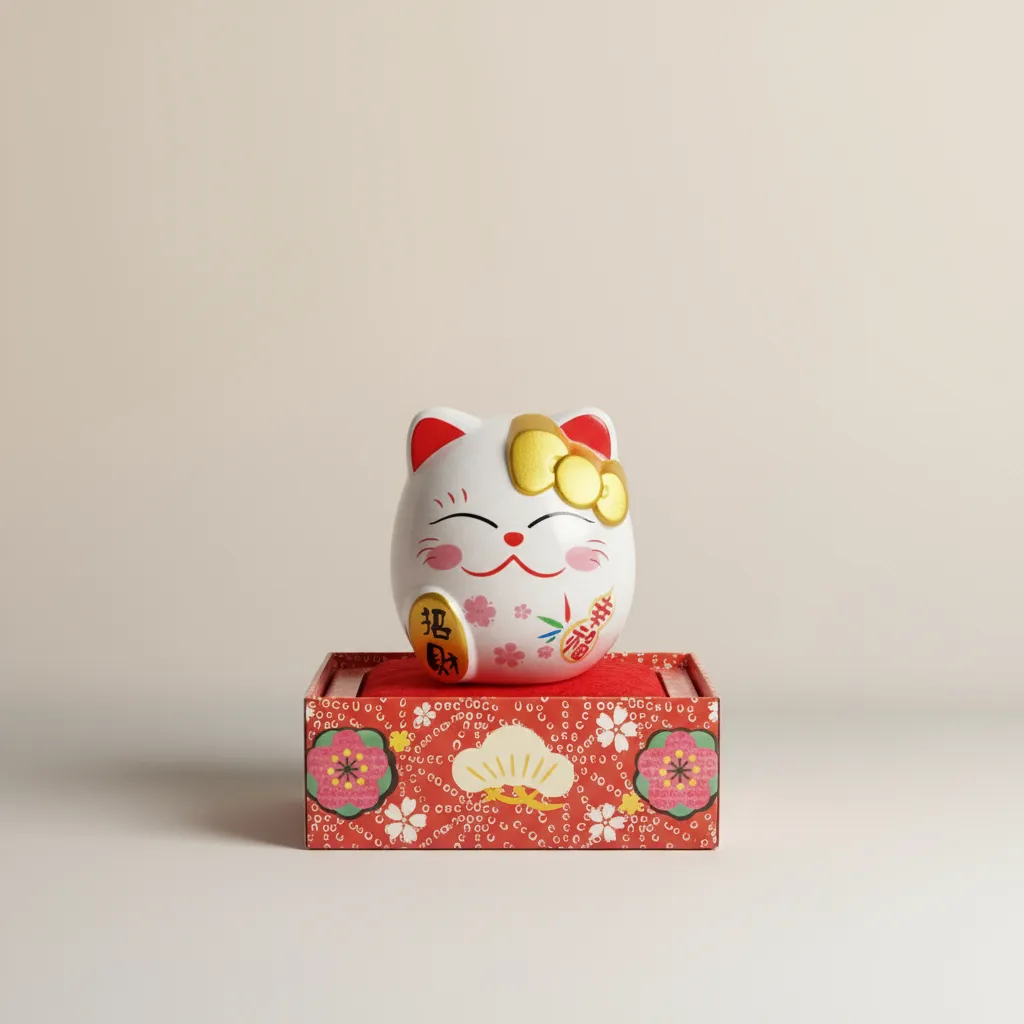 Maneki Neko Gatito de la Suerte Gold Feng Shui Japonés 10cm DESIGN HELLO KITTY