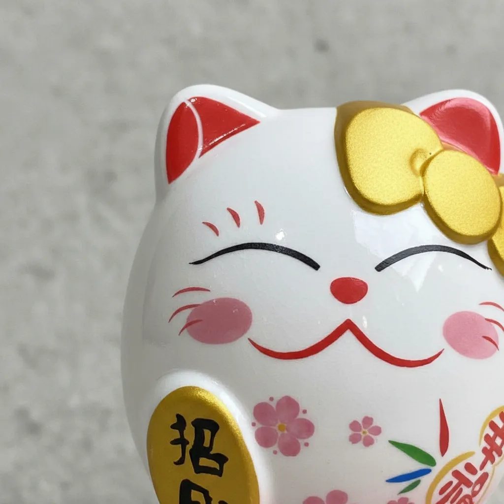 Maneki Neko Gatito de la Suerte Gold Feng Shui Japonés 10cm DESIGN HELLO KITTY - Imagen 8