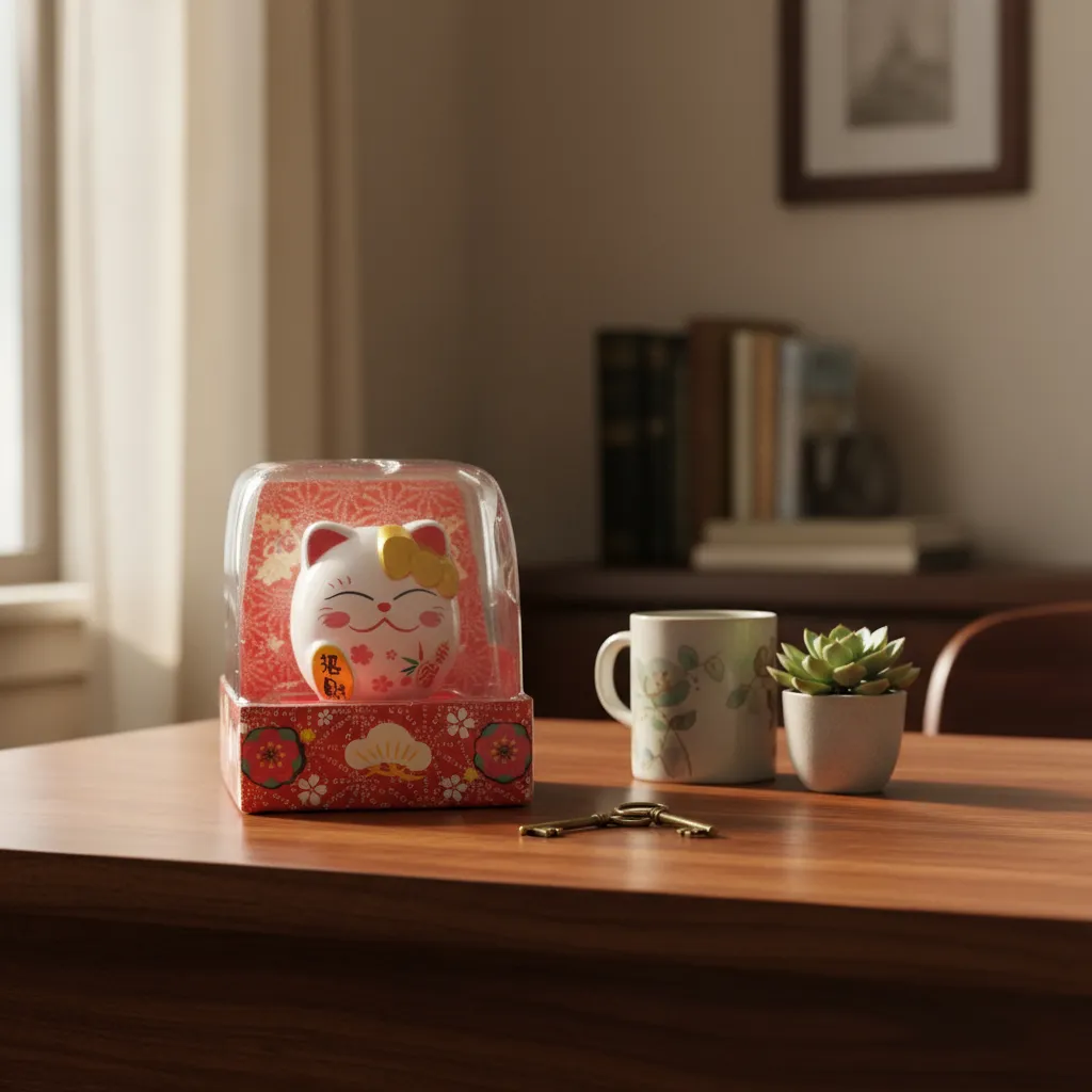 Maneki Neko Gatito de la Suerte Gold Feng Shui Japonés 10cm DESIGN HELLO KITTY - Imagen 10