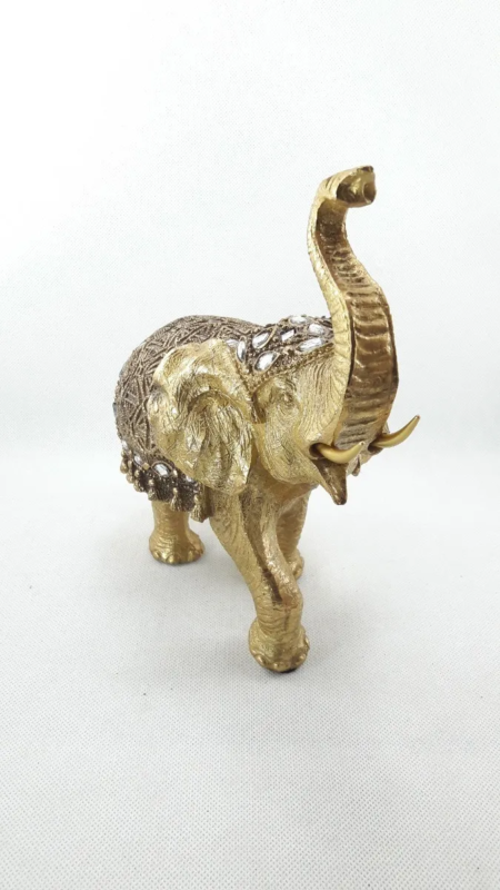 Escultura Elefante Gris Manto Strass y Piedras - Imagen 5